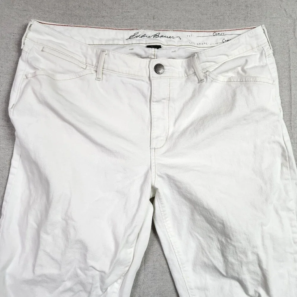 Eddie Bauer Womens Size T16 White Curvy Crop Capri Denim Jeans - Picture 2 of 14